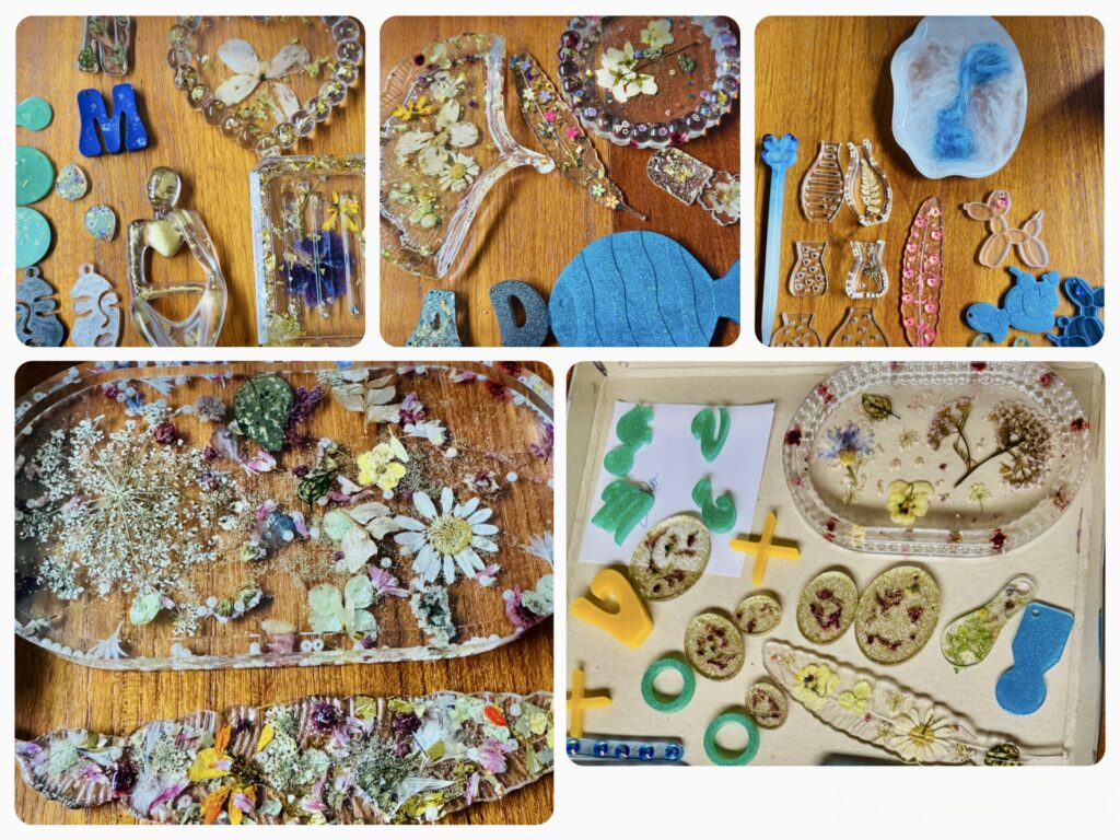 Verschiedene handgefertigte Resin-Kreationen von Claudia